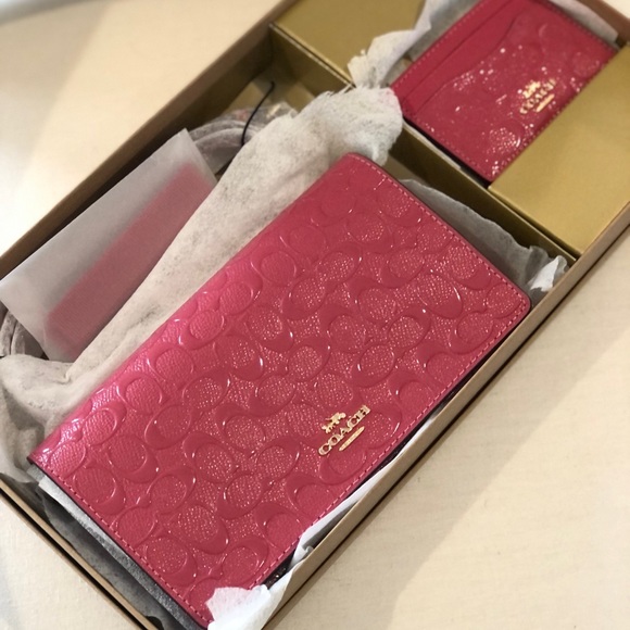 ✨NWT✨ Coach Boxed Anna Foldover Clutch Crossbody & Card Set In Signature Leather - Picture 11 of 12